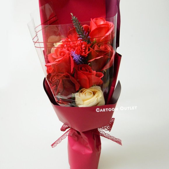 Red Scented Soap Rose Bouquet W/ Gift Box Birthday Gift Valentine Gift - Picture 3 of 9